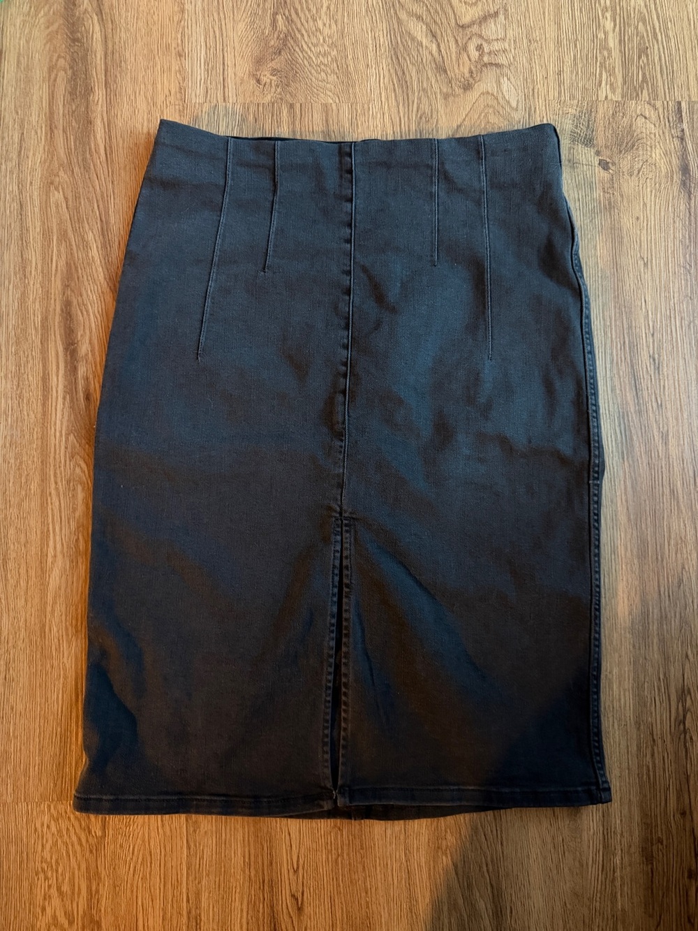 Lee Black Denim Skirt Y2K Midi Knee Length Size M